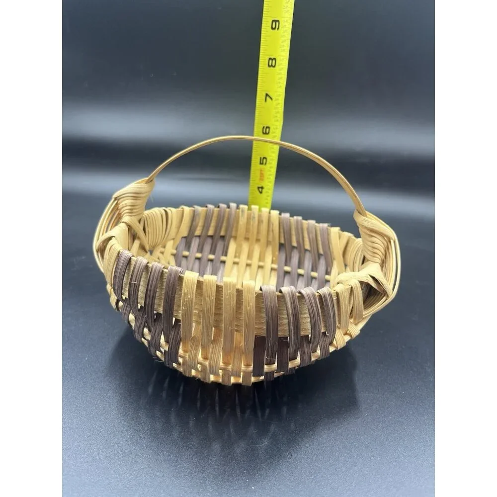 Vintage Woven Oak Splint Egg Large Gathering‎ Buttocks Basket 8”x5.5”